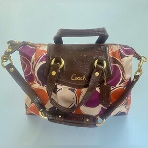 Coach Ashley Signature Sateen Scarf Print Shoulder Tote Bag